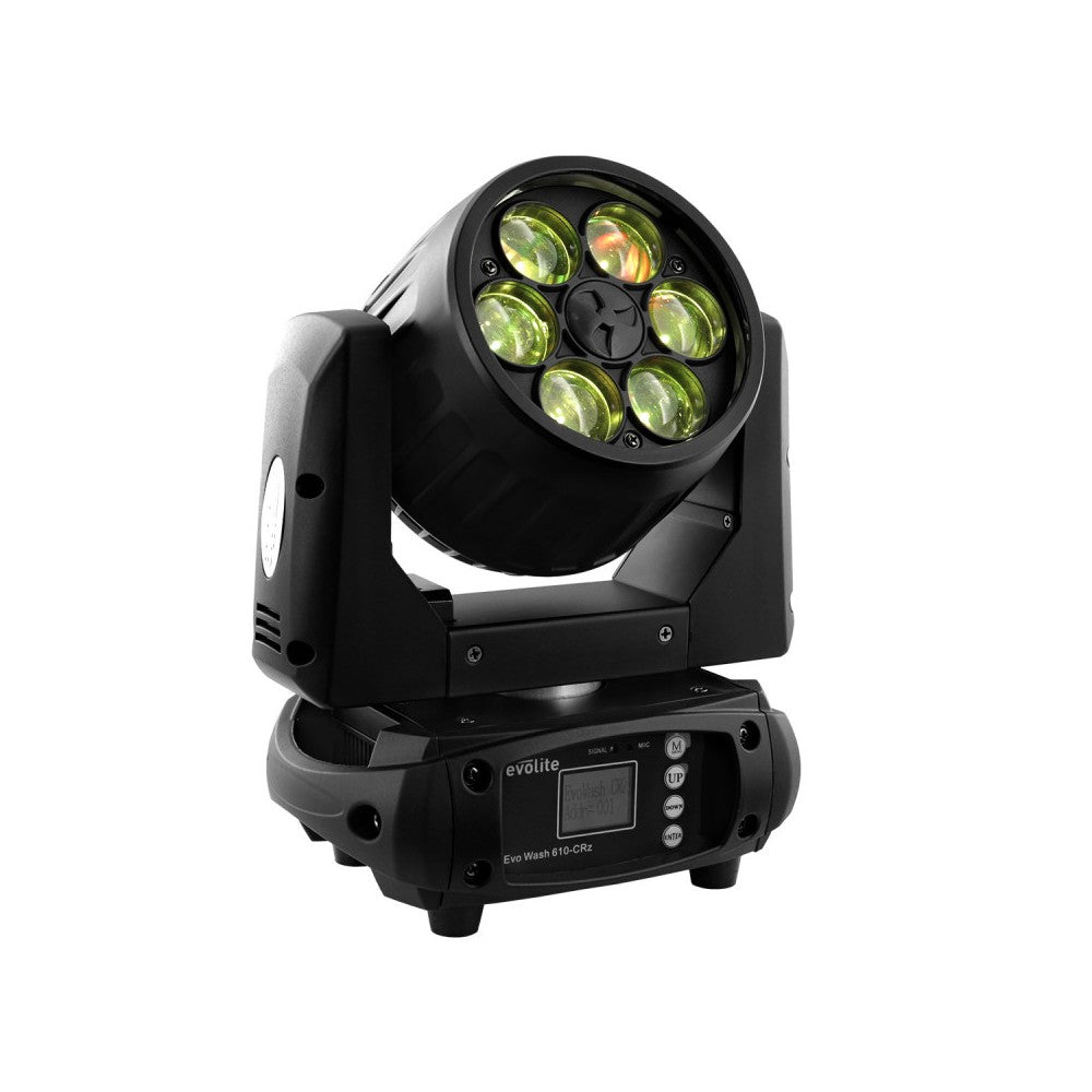 Evolite 6 x 10 W RGBW Quad LEDs, cabezal móvil wash con zoom
