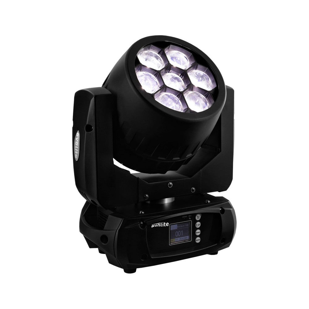 Evolite 7 x 30 W wash moving head with zoom, DMX controllable