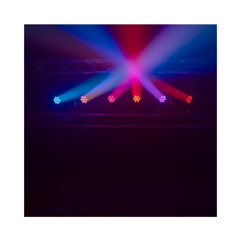 Evolite 7 x 30 W wash moving head with zoom, DMX controllable