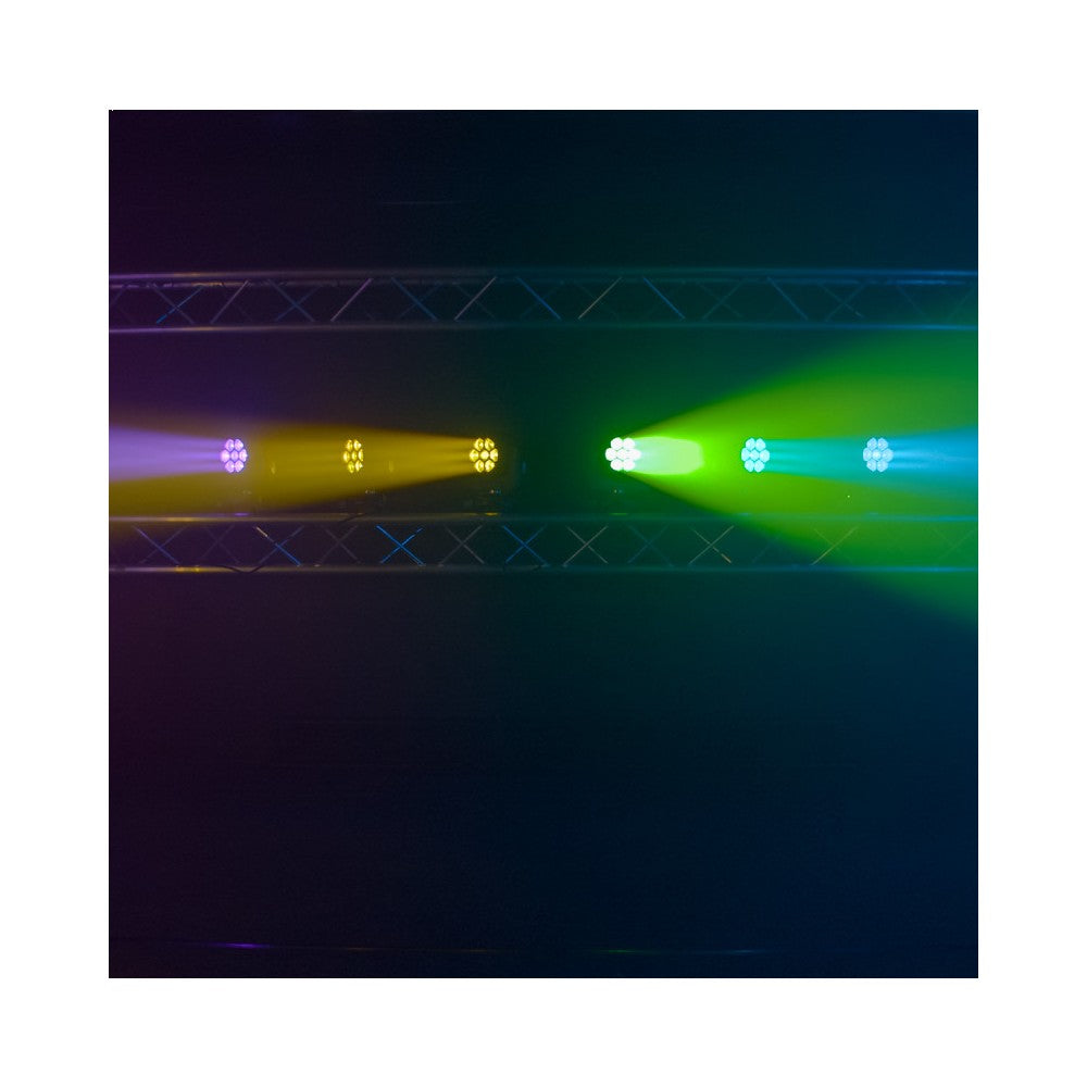 Evolite 7 x 30 W wash moving head with zoom, DMX controllable