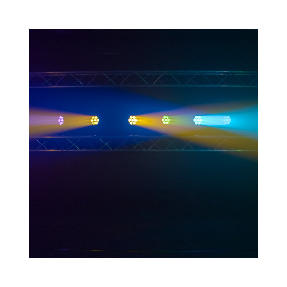 Evolite 7 x 30 W wash moving head with zoom, DMX controllable