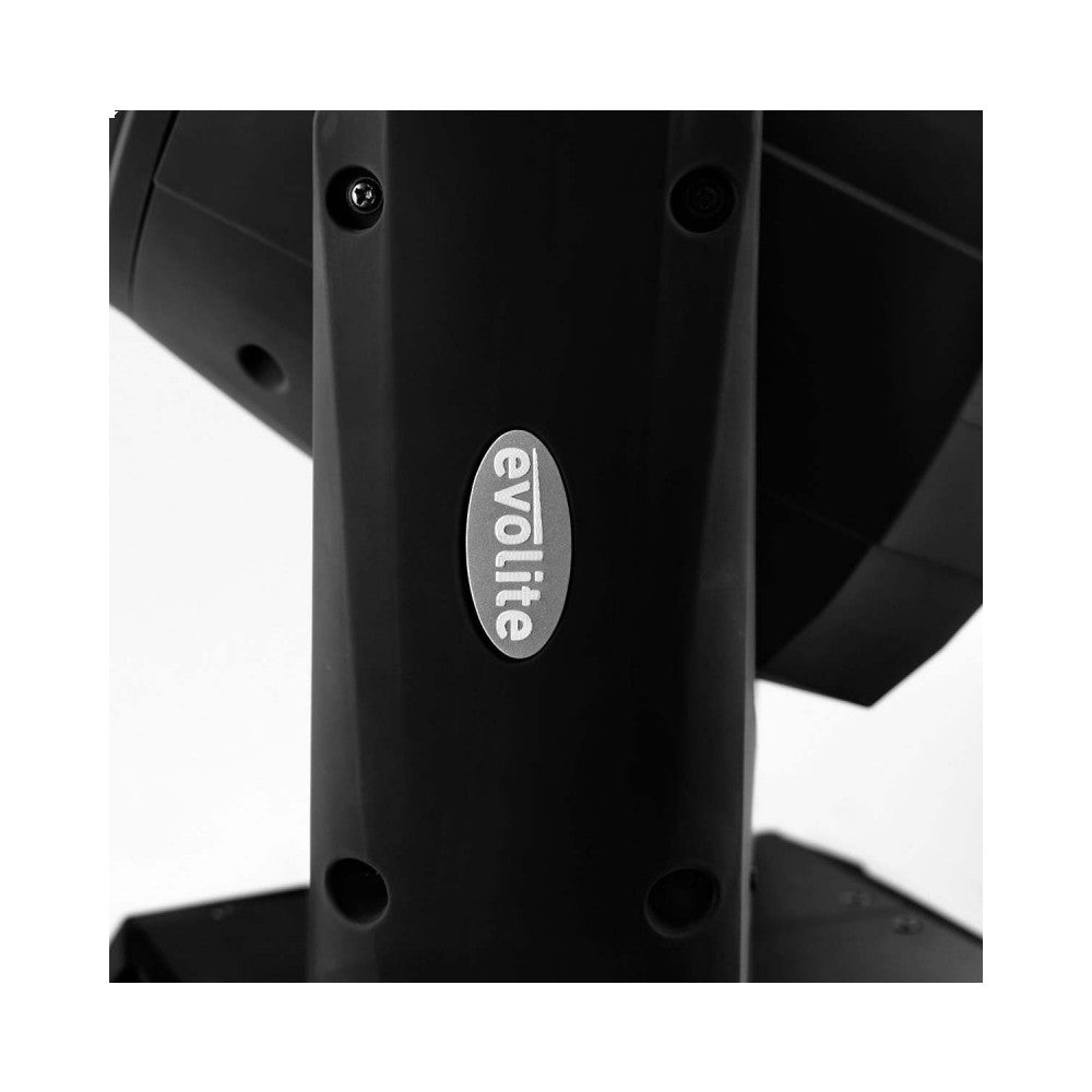 Evolite Professional moving head equipped with an Osram 230 W short arc lamp, motorized zoom
