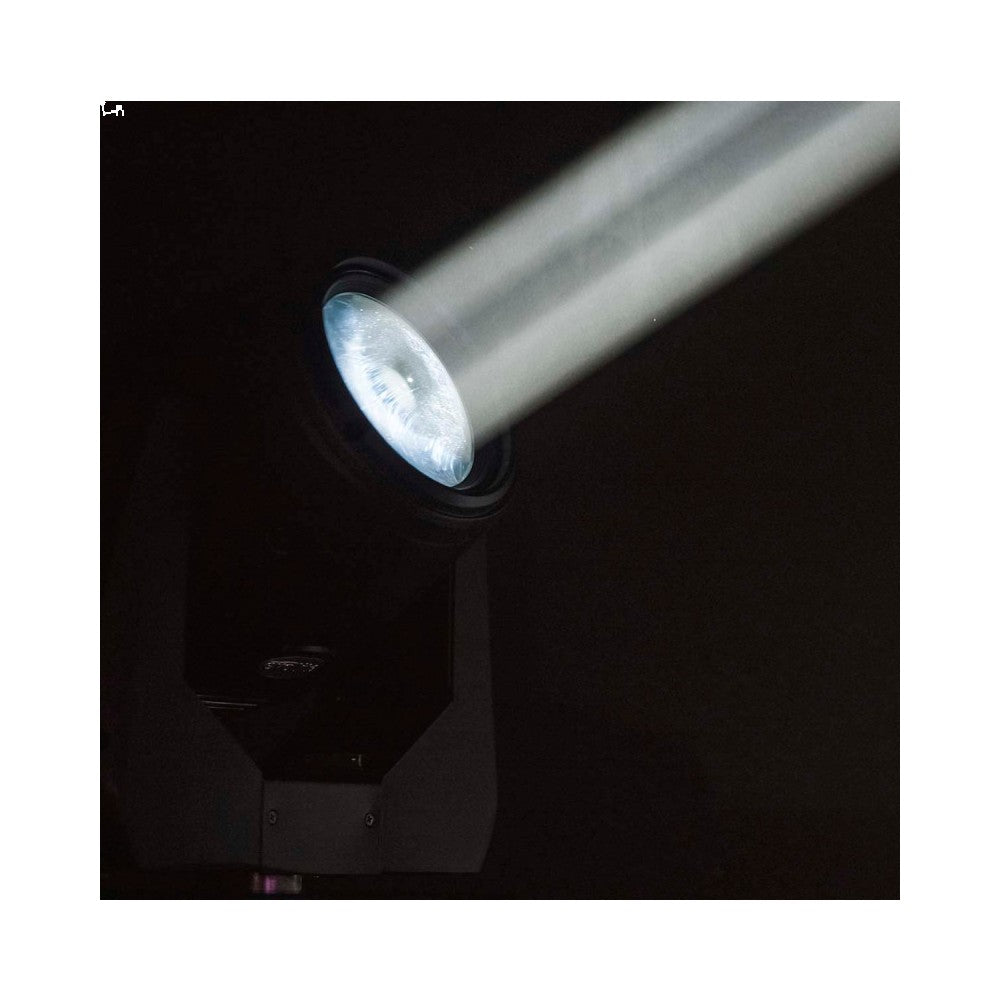 Evolite Professional moving head equipped with an Osram 230 W short arc lamp, motorized zoom
