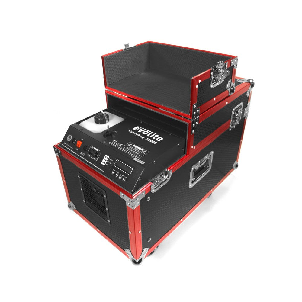Evolite HeavyFog 3000c Macchina del Fumo Basso con Flight Case