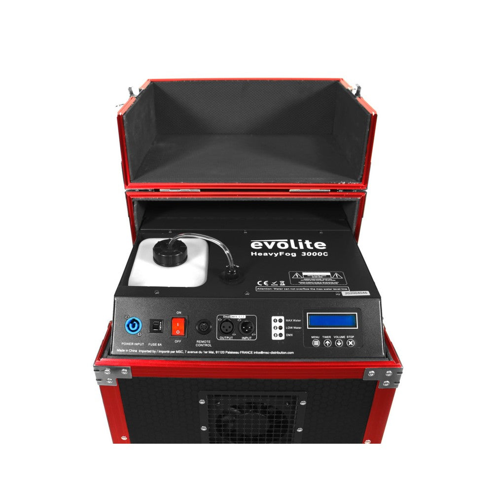 Evolite HeavyFog 3000c Macchina del Fumo Basso con Flight Case