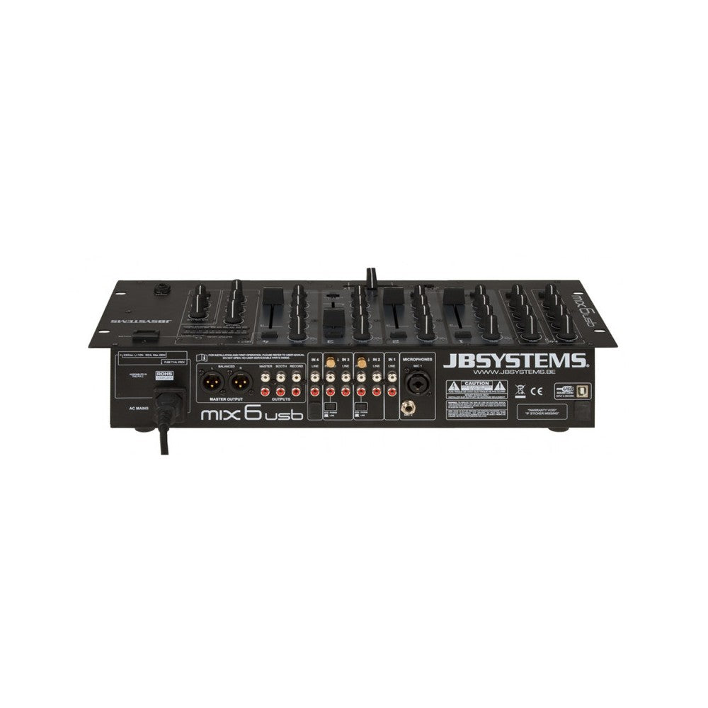 JB SYSTEMS DJ mixer with 6 channels, 2x DJ Mic, 1x USB