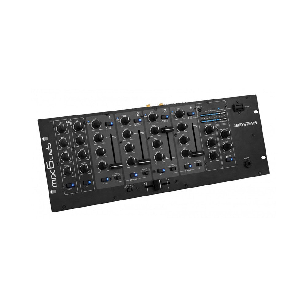 JB SYSTEMS DJ mixer with 6 channels, 2x DJ Mic, 1x USB