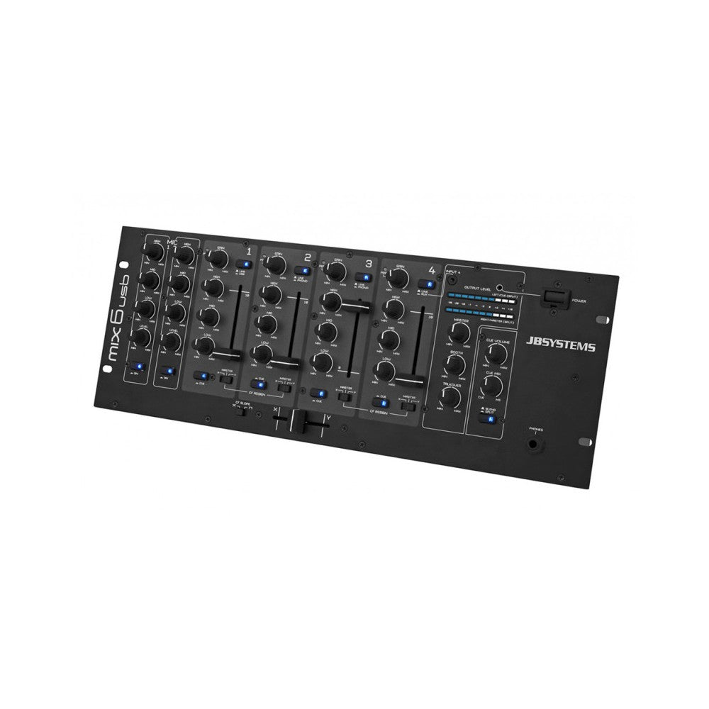 JB SYSTEMS DJ mixer with 6 channels, 2x DJ Mic, 1x USB