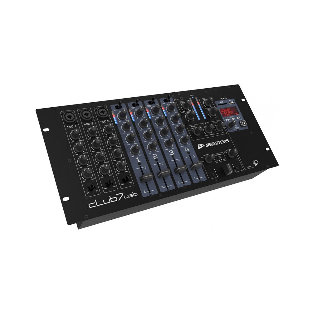 Mesa de mezclas de DJ de 19" JB SYSTEMS con reproductor de MP3 y 2x USB