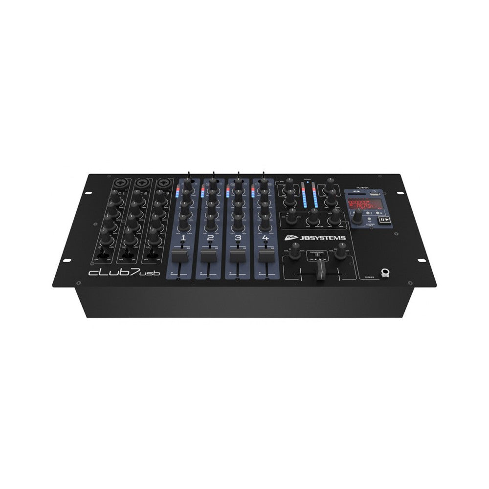 Mesa de mezclas de DJ de 19" JB SYSTEMS con reproductor de MP3 y 2x USB