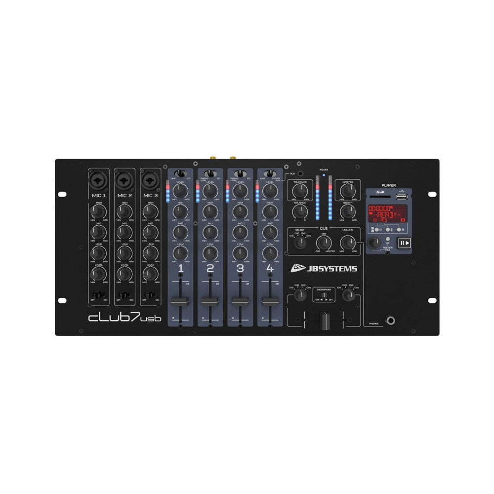 Mesa de mezclas de DJ de 19" JB SYSTEMS con reproductor de MP3 y 2x USB