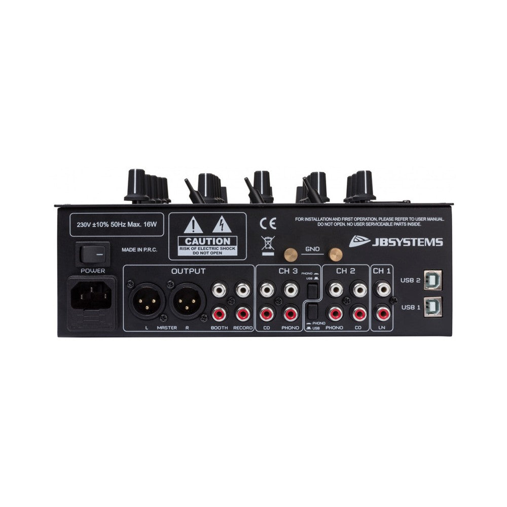 Mesa de mezclas DJ JB SYSTEMS de 3 canales y 2 USB