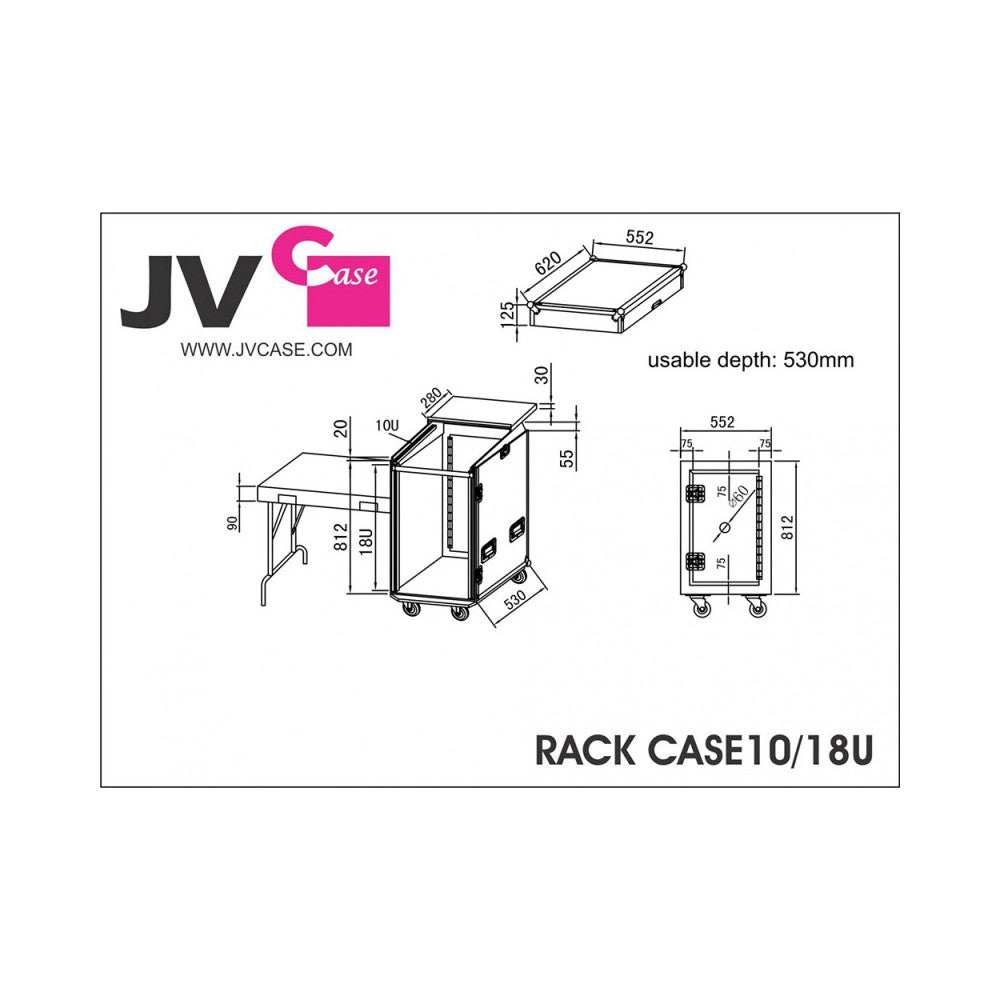 JB SYSTEMS 19" Rack case, 18U top, 10U front + table
