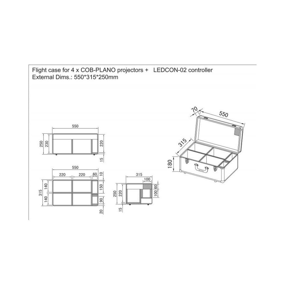 JB SYSTEMS Flight case para 4x COB-PLANO + LEDCON-02 MK2