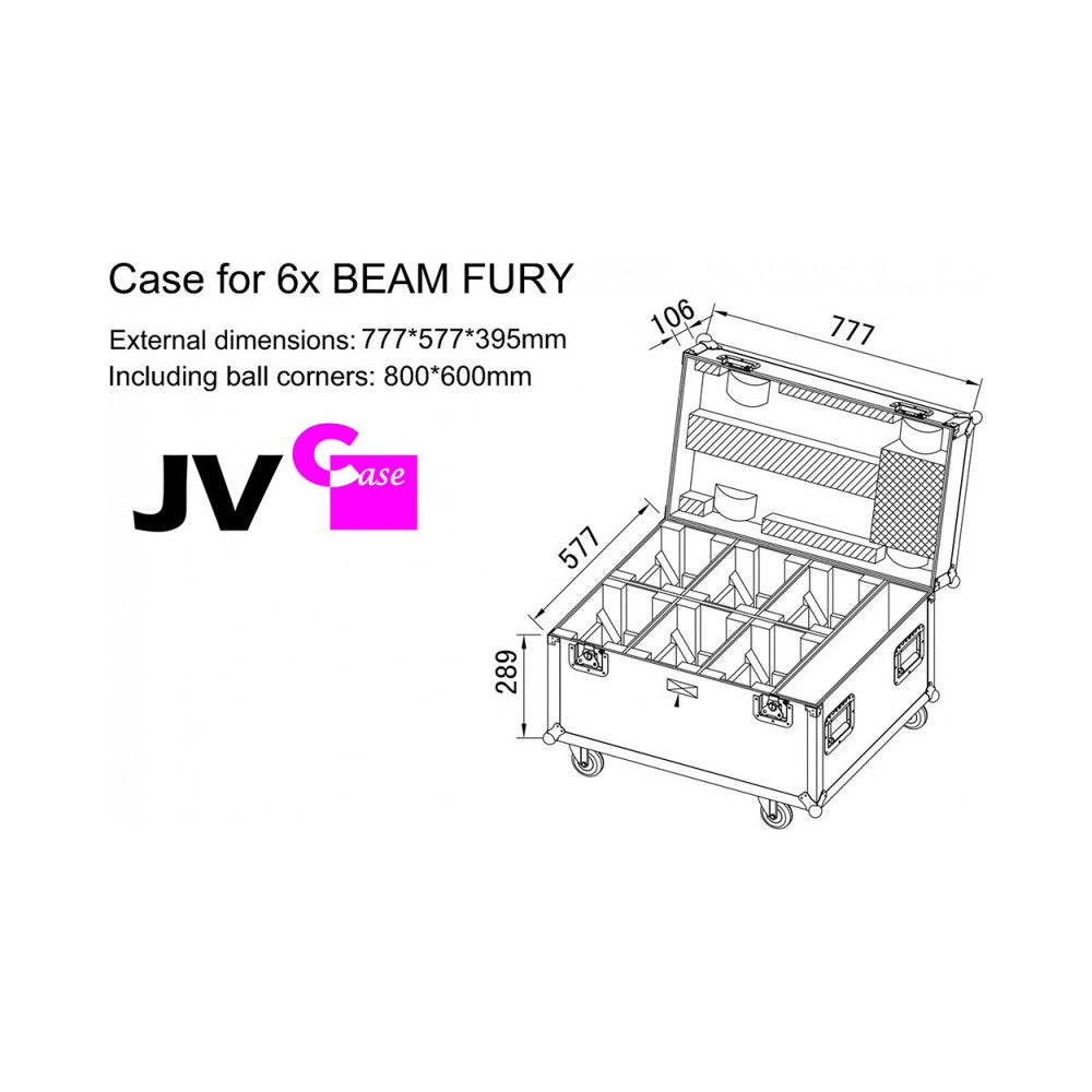 JB SYSTEMS Flight case for 6x BEAM FURY-1