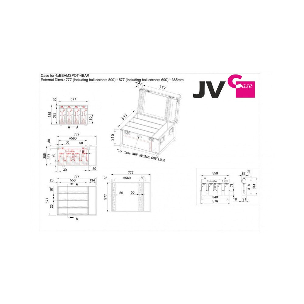 JB SYSTEMS Flight case for 4x BEAMSPOT-4BAR WW or NW + accessories