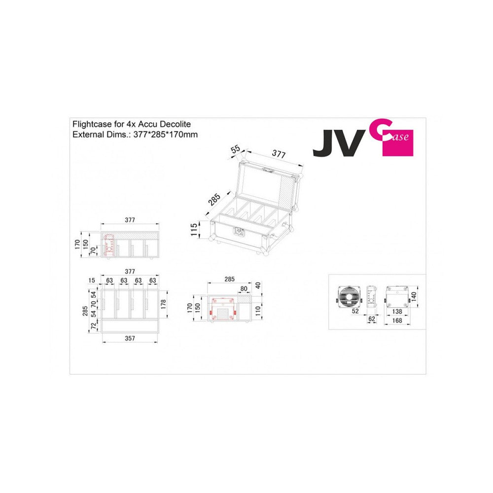 JB SYSTEMS Flight case for 4x Accu Decolite