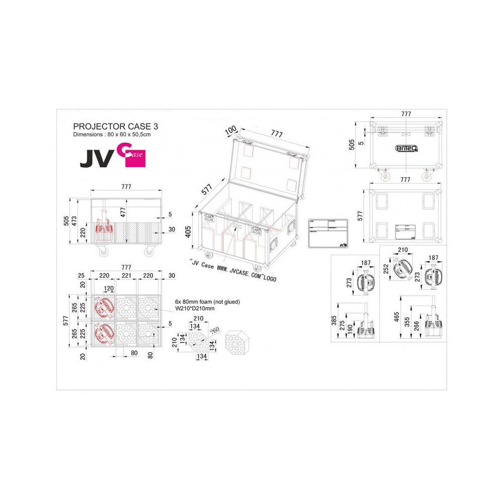 JB SYSTEMS Flight case for 6 light projectors