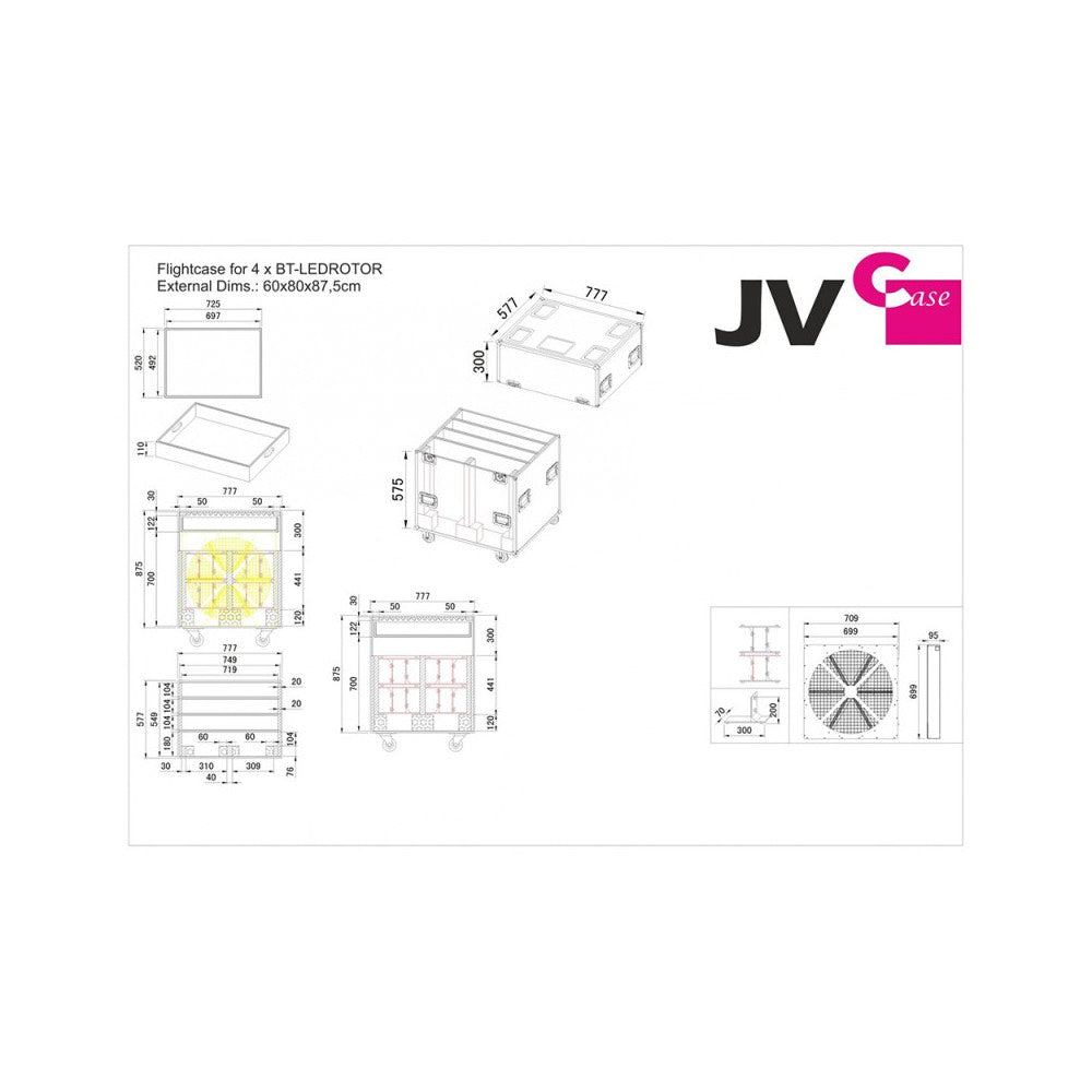 JB SYSTEMS Estuche de transporte para 4x BT-LEDROTOR