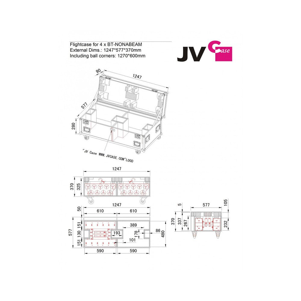 JB SYSTEMS Flight case for 4x BT NONABEAM