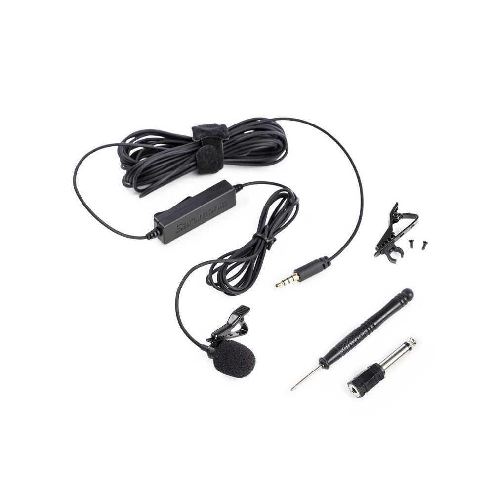 Saramonic Lavalier Microphone with 3.5mm TRS/TRRS Combo Connector &amp; 6.3mm Adapter