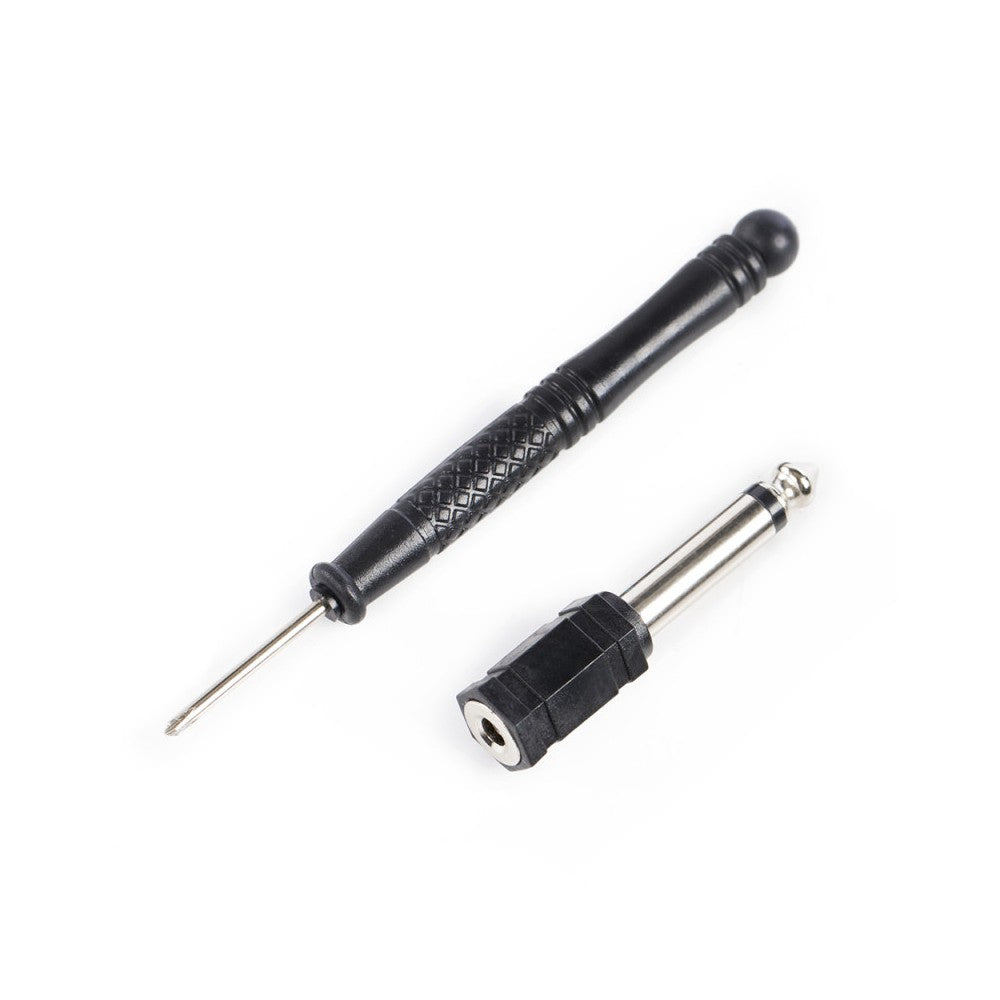 Micrófono de solapa Saramonic con conector combinado TRS/TRRS de 3,5 mm y adaptador de 6,3 mm