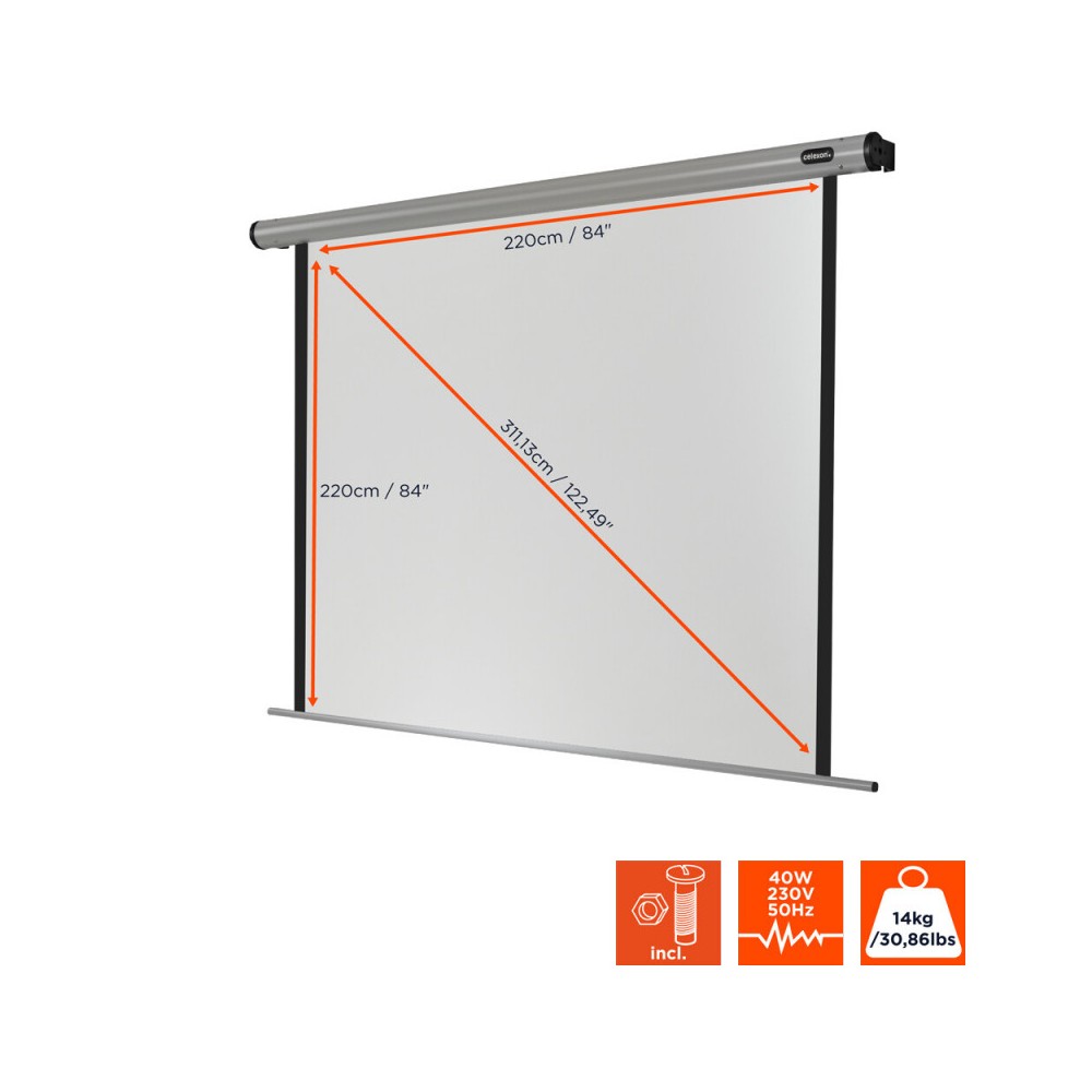 Celexon Electric HomeCinema screen, 220 x 220 cm, 1:1