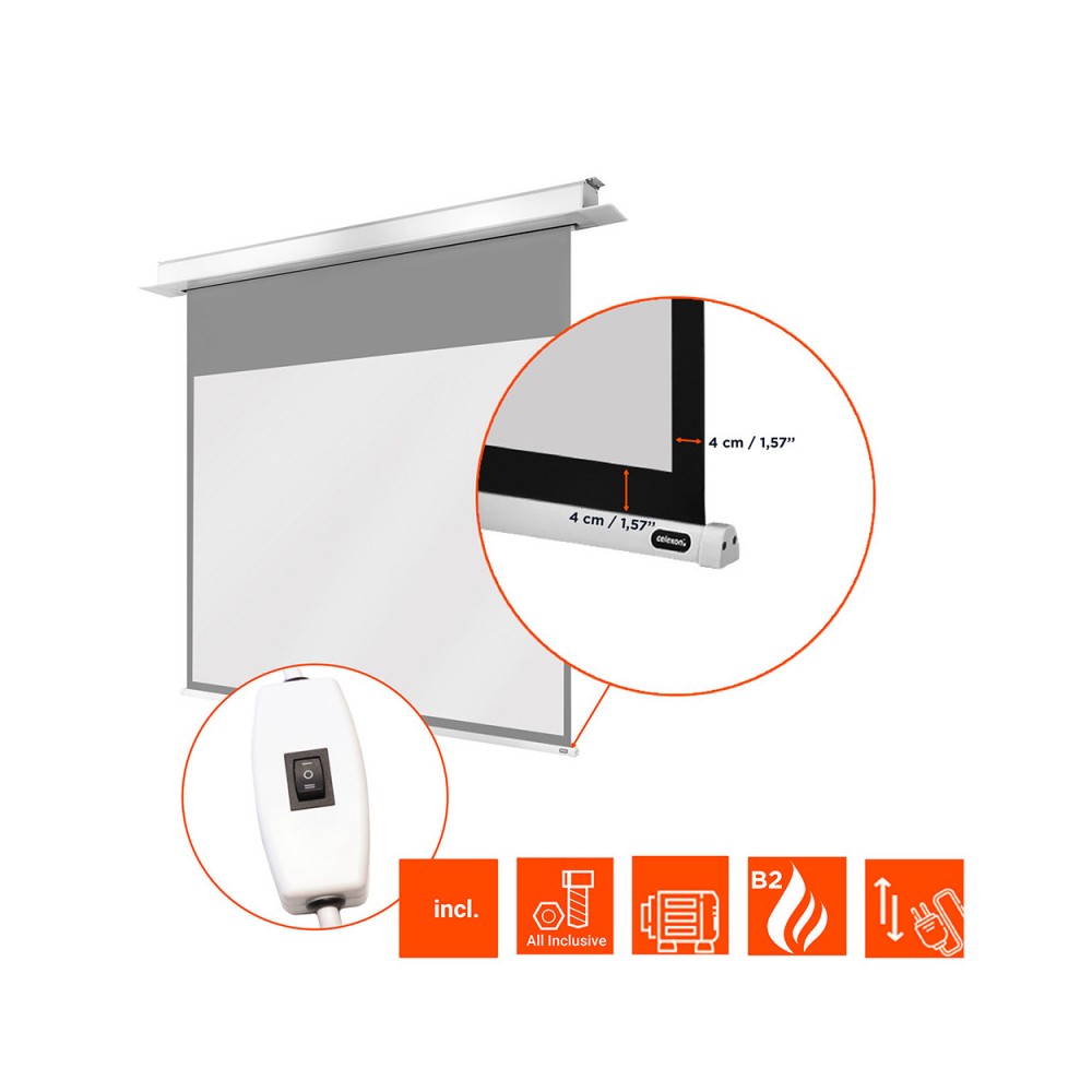Pantalla de empotrar eléctrica Celexon Professional Plus, 200 x 150 cm, 4:3
