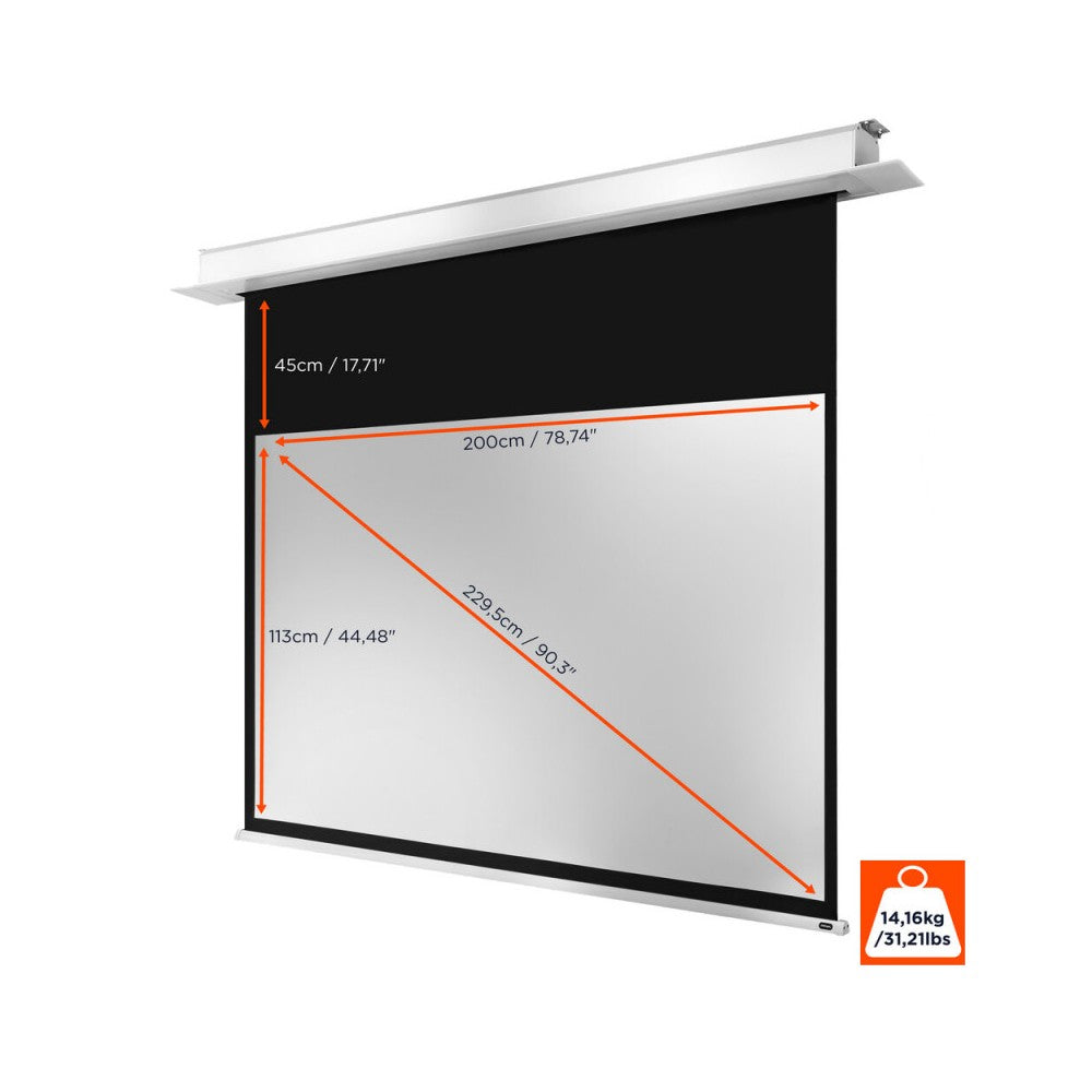 Celexon Professional Plus Electric Recessed Ceiling Screen, 200 x 113 cm, 16:9