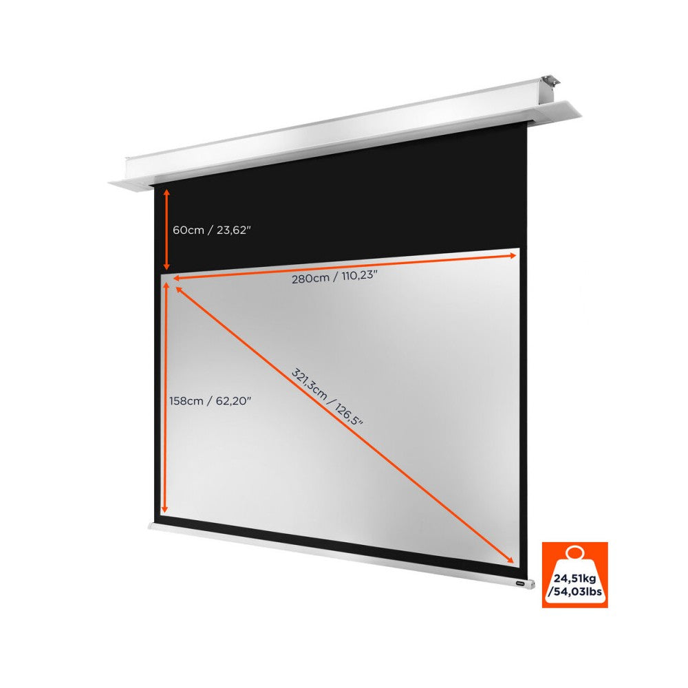 Pantalla eléctrica empotrable en techo Celexon Professional Plus, 280 x 158 cm, 16:9