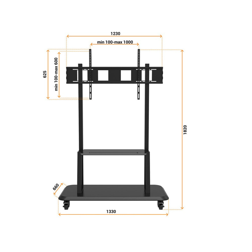 Celexon Professional Height adjustable display trolley for 55-120 inch monitors