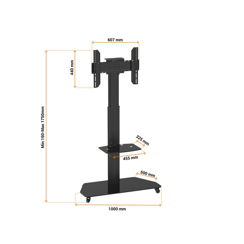Soporte de suelo profesional Celexon con altura regulable para pantallas de 32-70 pulgadas - negro