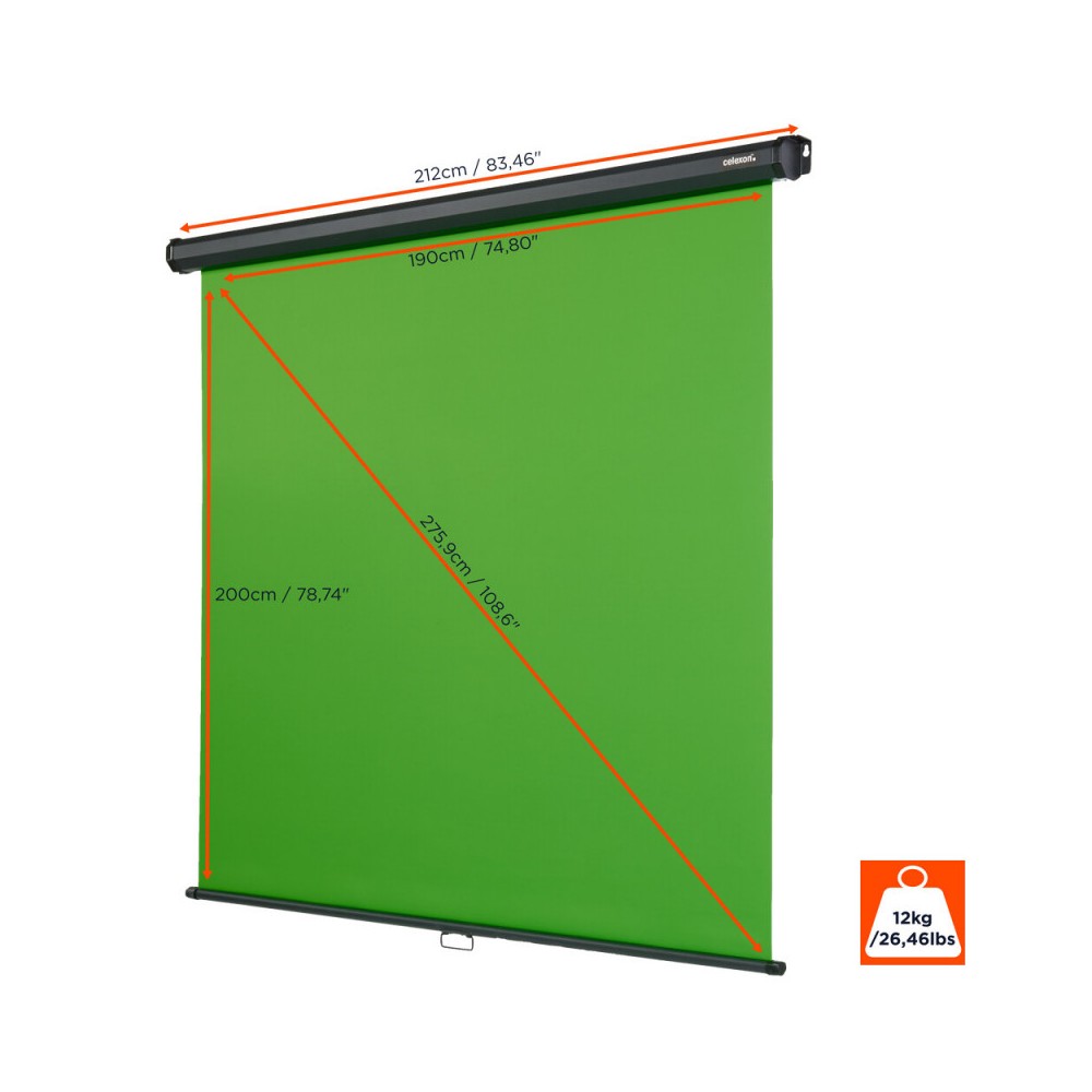 Pantalla verde Chroma Key manual Celexon 200 x 190 cm