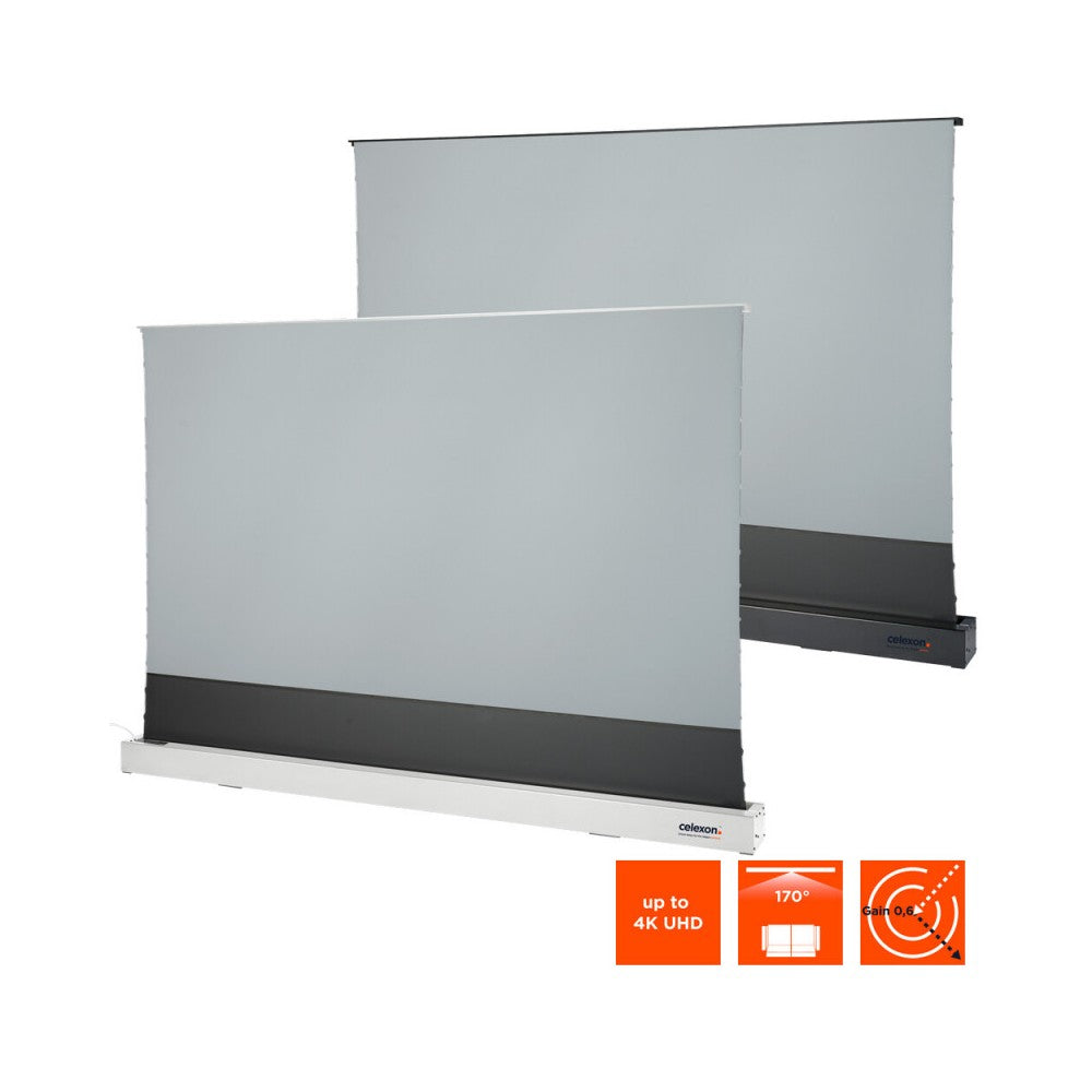 Celexon CLR HomeCinema UST High Contrast Electric Floor Screen, 265 x 149 cm, 120 inch, 16:9 - White