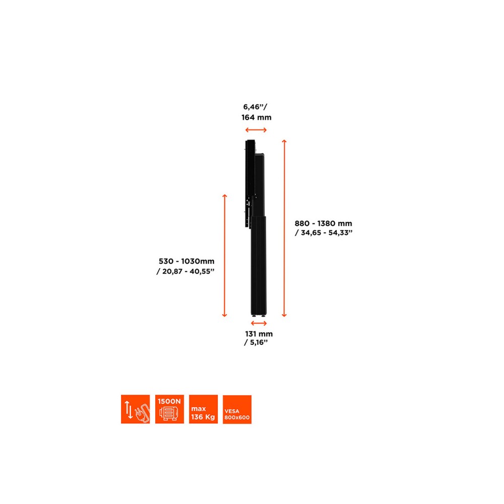 Celexon Expert electric display stand with wall mount, electrically height adjustable - 50cm - black - up to 136 kg load capacity