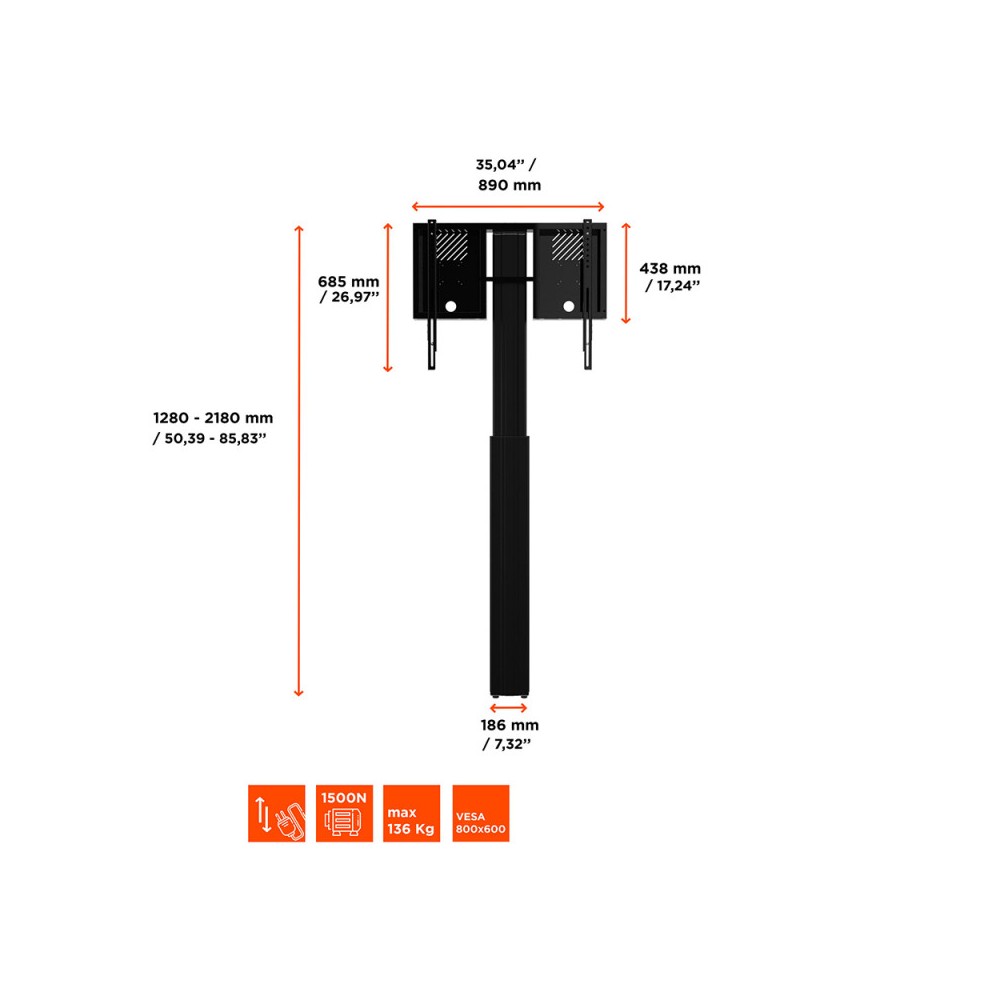 Celexon Expert display stand with wall mounting, electrically adjustable height - 90cm - black