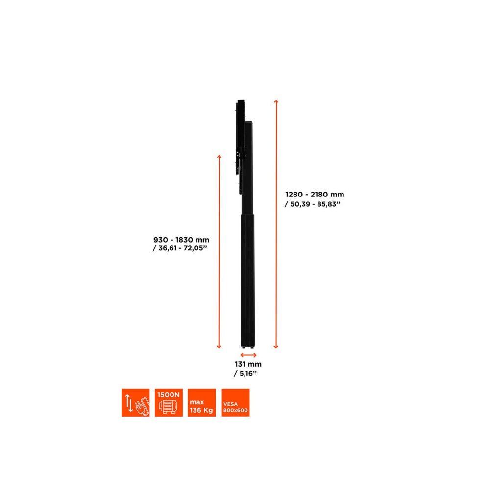 Celexon Expert display stand with wall mounting, electrically adjustable height - 90cm - black