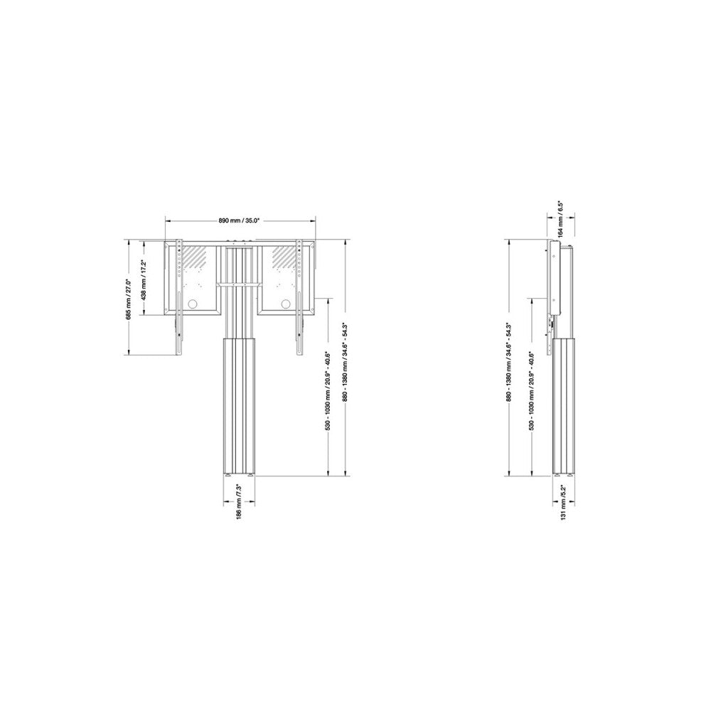 Soporte de pantalla Celexon Expert con montaje en pared, altura regulable eléctricamente - 50 cm - plata - carga hasta 139 kg