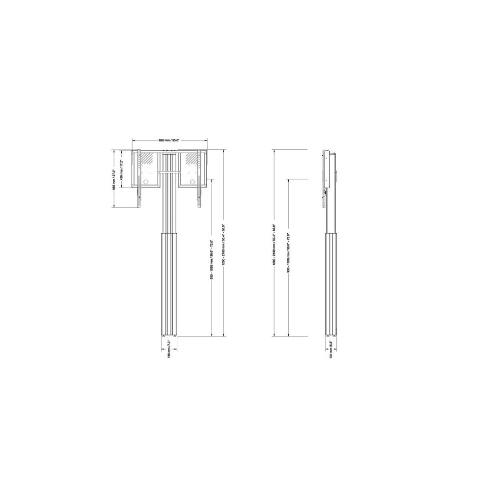 Celexon Display stand with wall mounting, electrically adjustable height - 90cm - silver