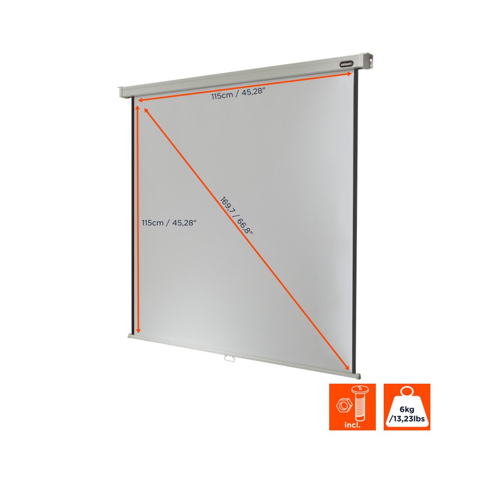 Pantalla manual profesional Celexon, 120 x 120 cm, 1:1