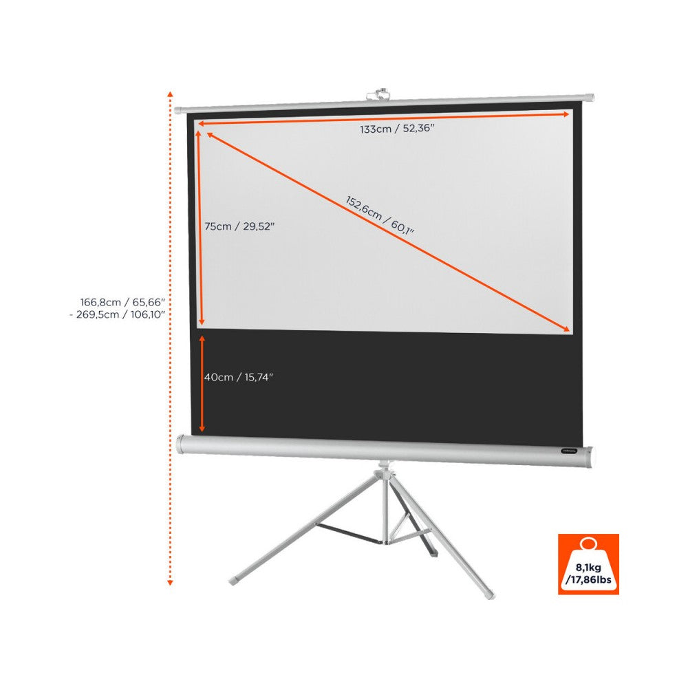 Celexon Tripod Economy screen, 133 x 75 cm, 16:9 - white