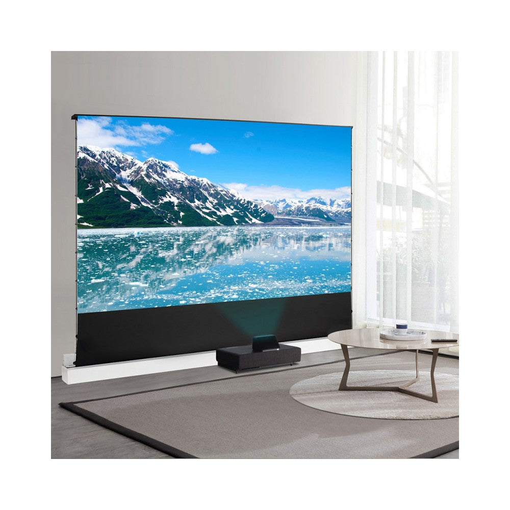Celexon CLR HomeCinema Plus UST High Contrast Electric Floor Screen, 221 x 124 cm, 100 inch, 16:9 - White