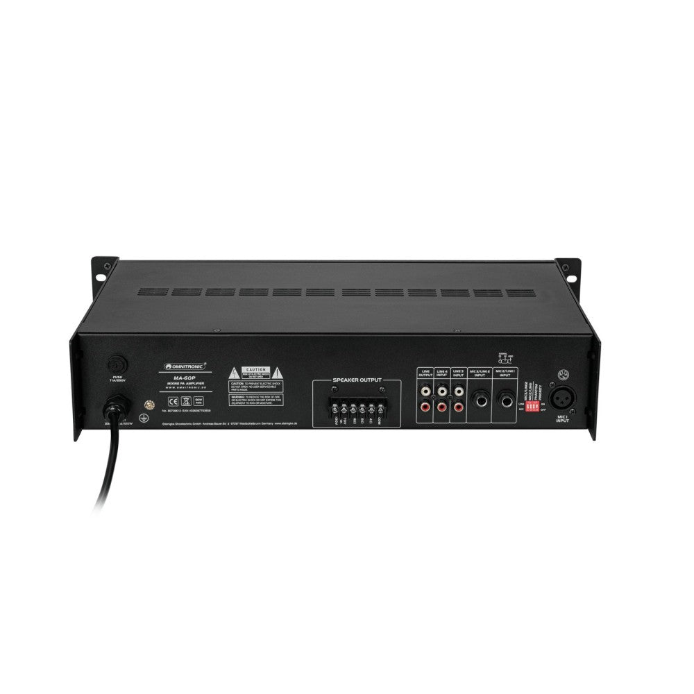 PA OMNITRONIC MA-60P - Amplificador con mezclador y reproductor de 60 W RMS