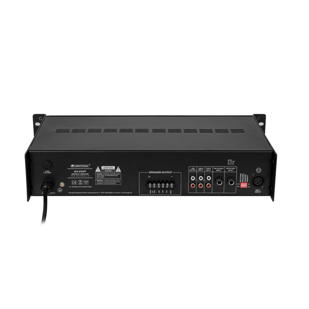 OMNITRONIC MA-240P PA - Amplificatore con mixer e lettore da 240W RMS