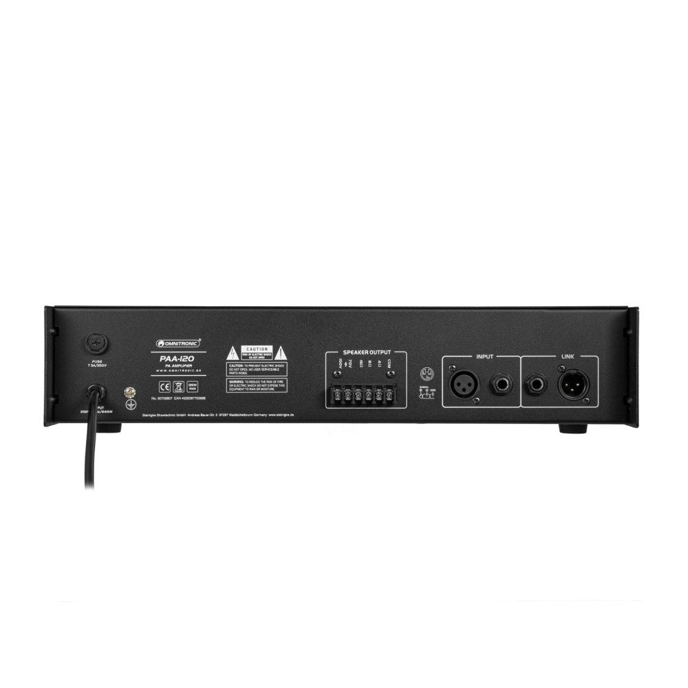OMNITRONIC PAA-120 PA - Amplificador de 120W RMS 100V