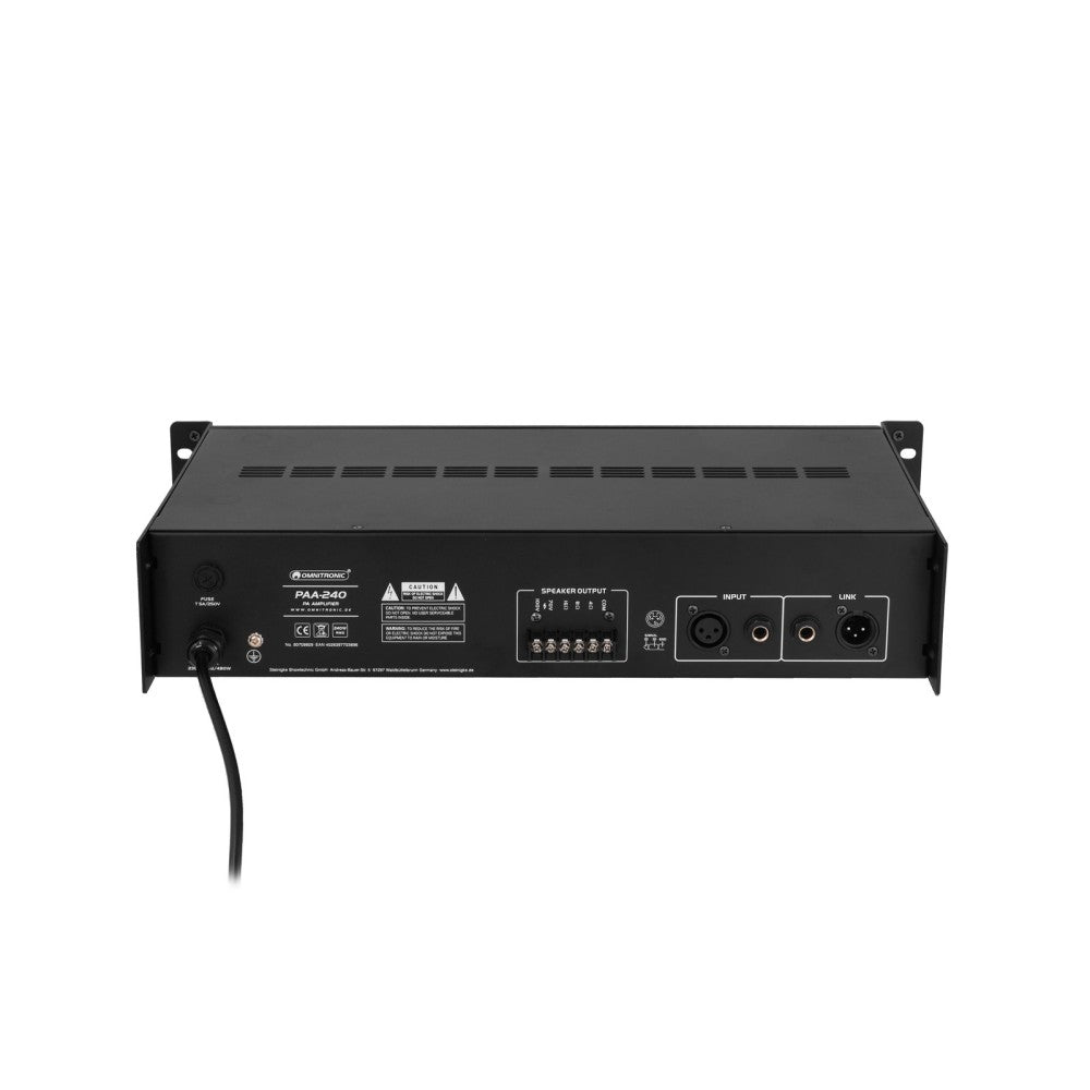 OMNITRONIC PAA-240 PA - Amplifier 240W RMS 100V