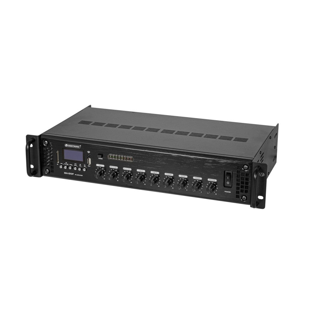 OMNITRONIC MA-120P PA - Amplificador con mezclador y reproductor de 120 W RMS