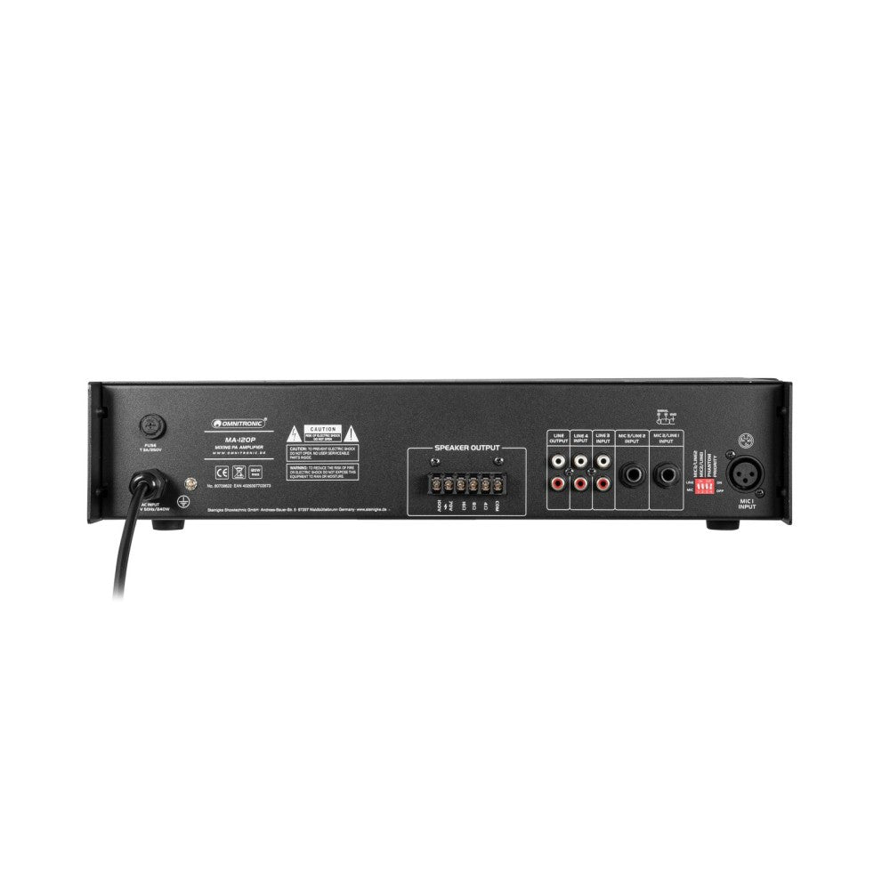 OMNITRONIC MA-120P PA - Amplificador con mezclador y reproductor de 120 W RMS