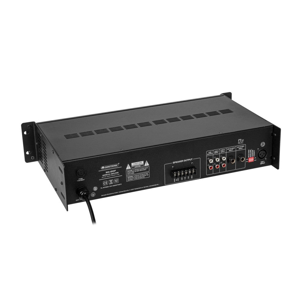 OMNITRONIC MA-120P PA - Amplificador con mezclador y reproductor de 120 W RMS