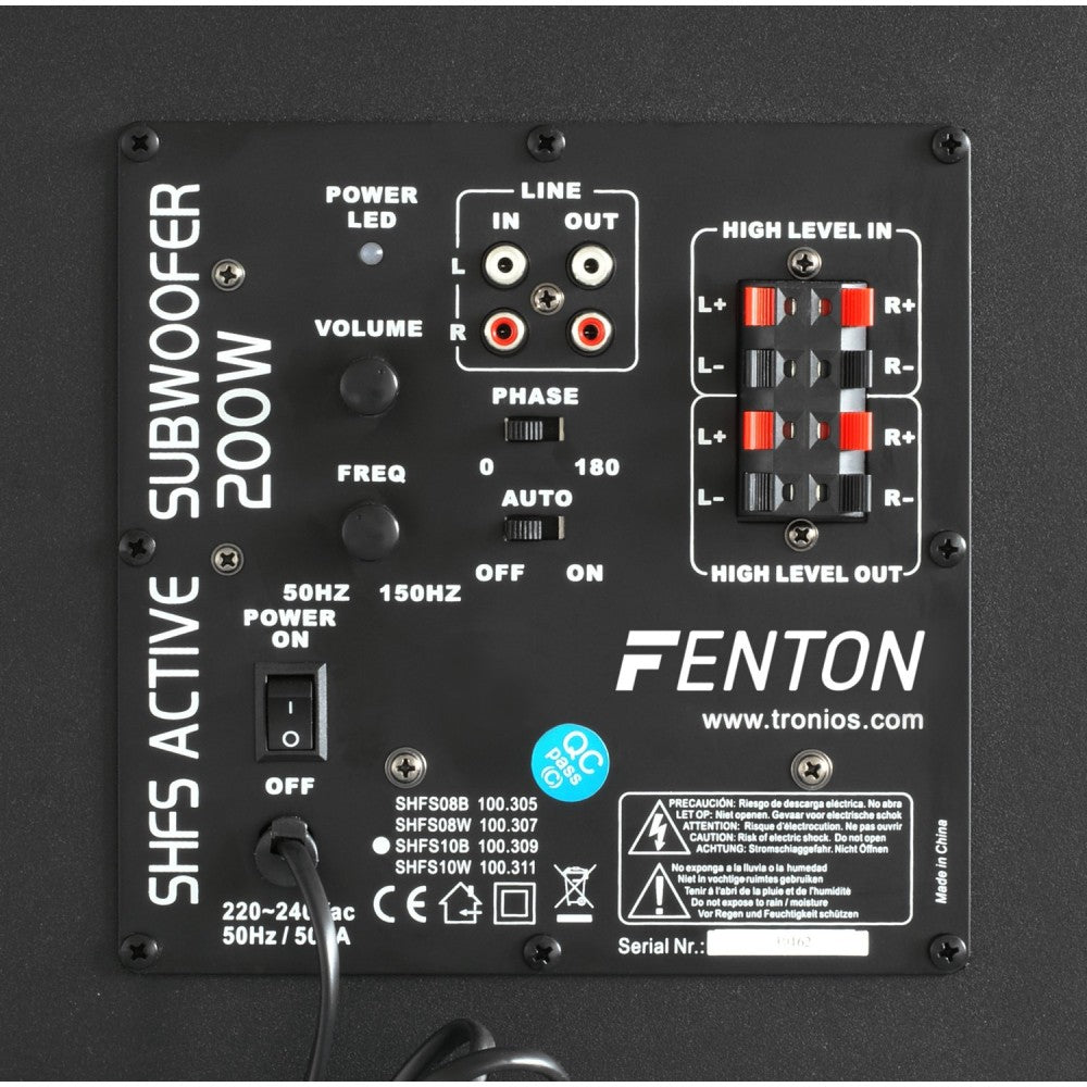 Subwoofer activo Fenton SHFS08B de 8"